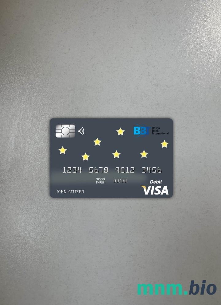Bosnia and Herzegovina Bosna International bank wygląd zdjęcia karty wizowej skan PSD + zdjęcie